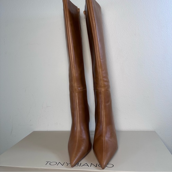 Tony Bianco Izia Boot in Whiskey brown knee high heel stiletto leather - Picture 5 of 14